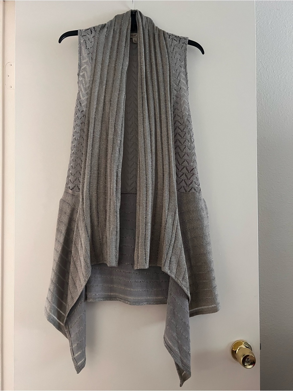 Cecico Gray Open-Front Knit Vest